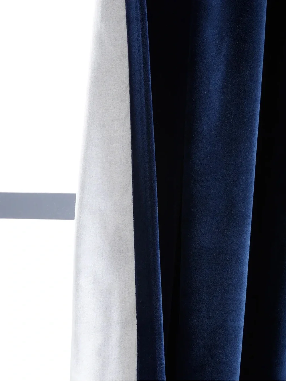 NWT QUINCE Set Of 2 48x96 Cotton Velvet Curtains Navy 9351